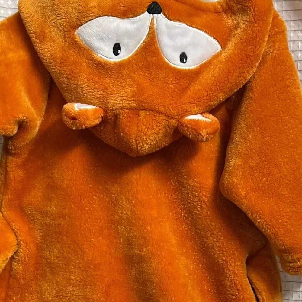 Hudson Baby Plush Bathrobe Fox Orange 0-9 Months Tie Front